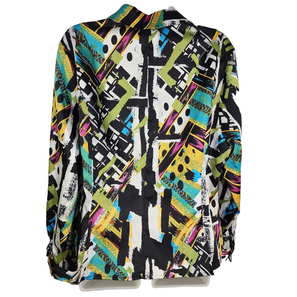 Mishca Top Womens XL Multicolor Colorful Abstract Artsy Full Zip Long Sleeve Y2K - Picture 2 of 10